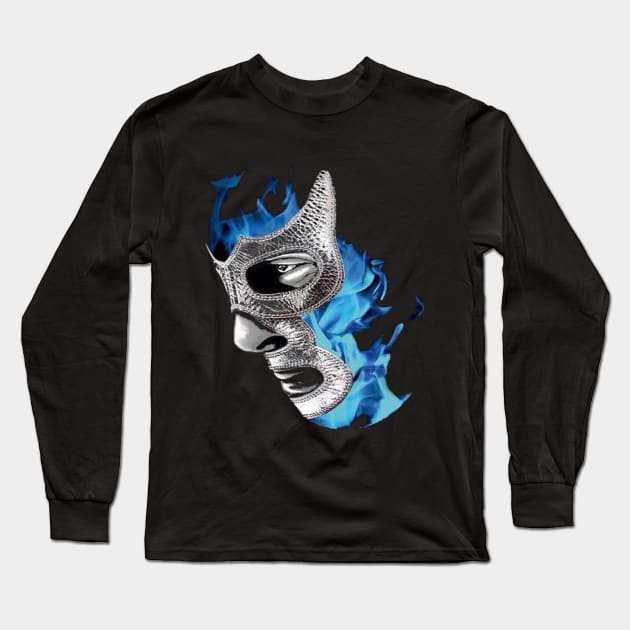 Feel-Ink Blue Demon Mexico Lucha Libre Mexican Wrestler Legend Long Sleeve T-Shirt by FeelInksense